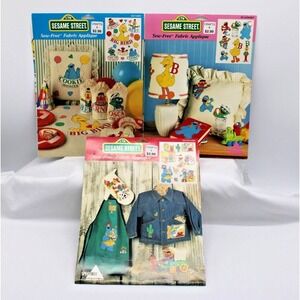 Vintage Sesame Street Lot of 3 no-sew Appliques NOS Alphabet Names Western 1994